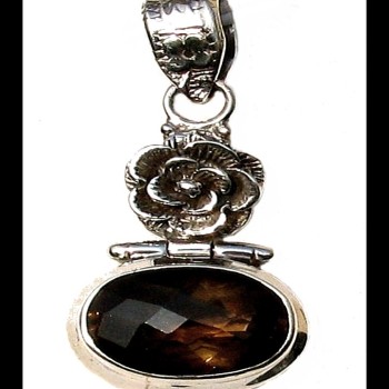 Bijoux Quartz Fumé - Pendentif indien - Bijoux indiens