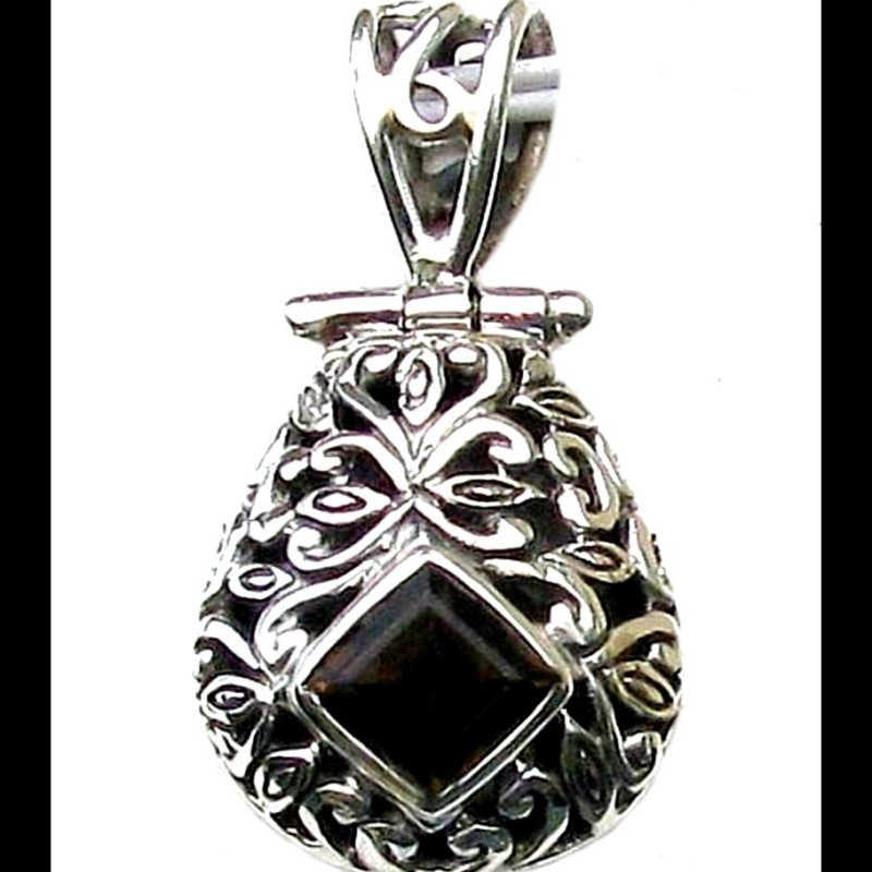 Bijoux Quartz Fumé - Pendentif indien - Bijoux indiens