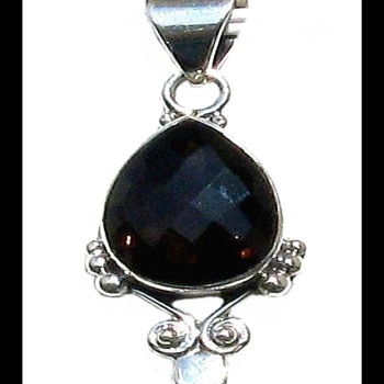 Bijoux Quartz Fumé - Pendentif indien - Bijoux indiens