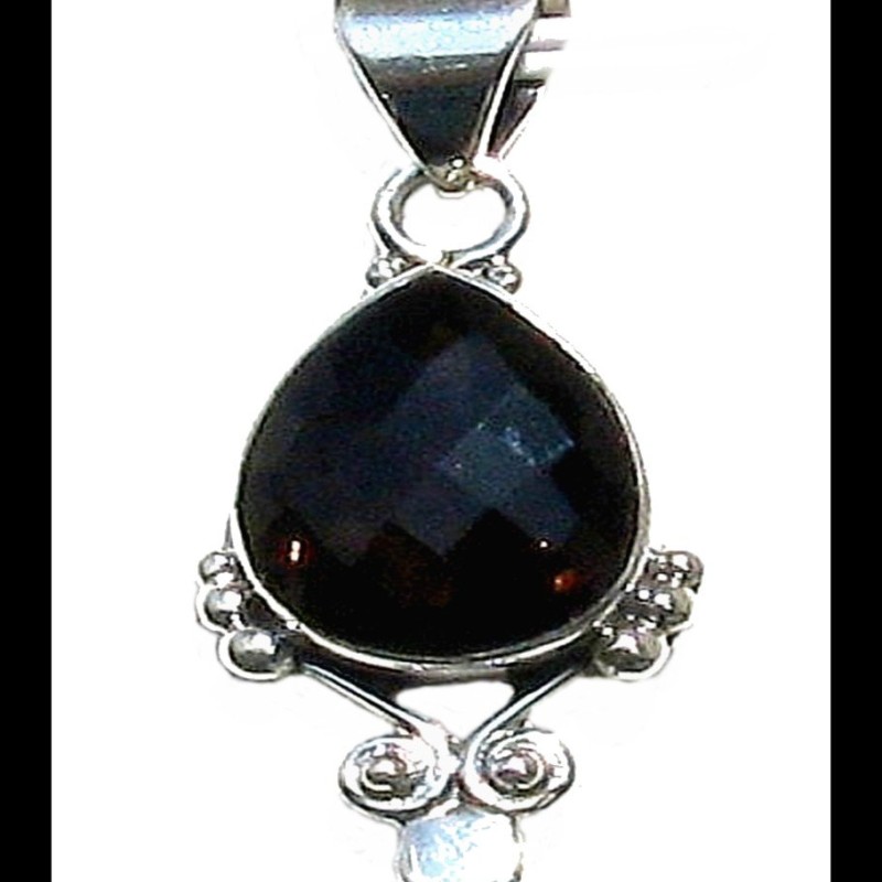 Bijoux Quartz Fumé - Pendentif indien - Bijoux indiens