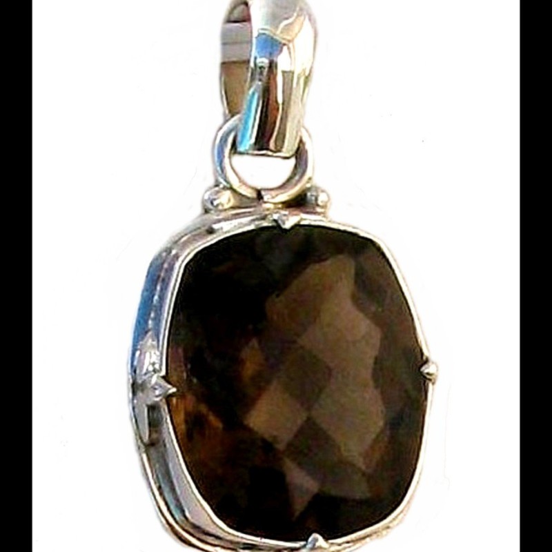 Bijoux Quartz Fumé - Pendentif indien - Bijoux indiens