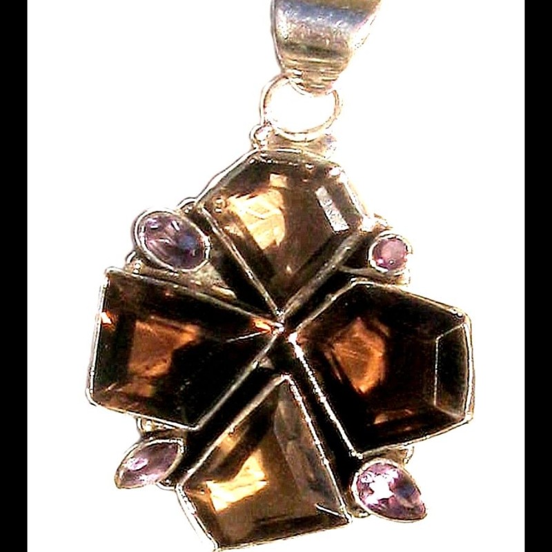 Bijoux Quartz Fumé - Pendentif indien - Bijoux Inde