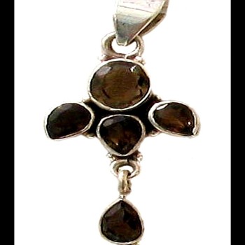 Bijoux Quartz Fumé - Pendentif indien - Bijoux Inde