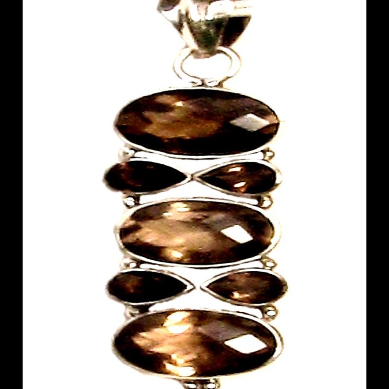 Bijoux Quartz Fumé - Pendentif indien - Bijoux indiens