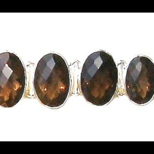 Bracelet indien argent Quartz Fumé - Bijoux indiens