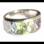Bijoux indiens - Bague Améthyste, Péridot, Topaze et Citrine