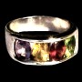 Bijoux indiens - Bague Péridot, Grenat, Améthyste et Citrine