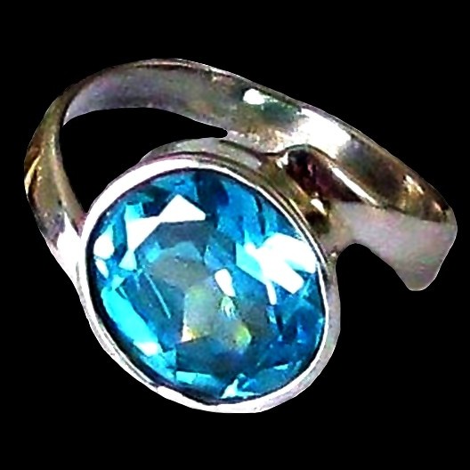 Bague indienne argent et Topaze - Bijoux indiens