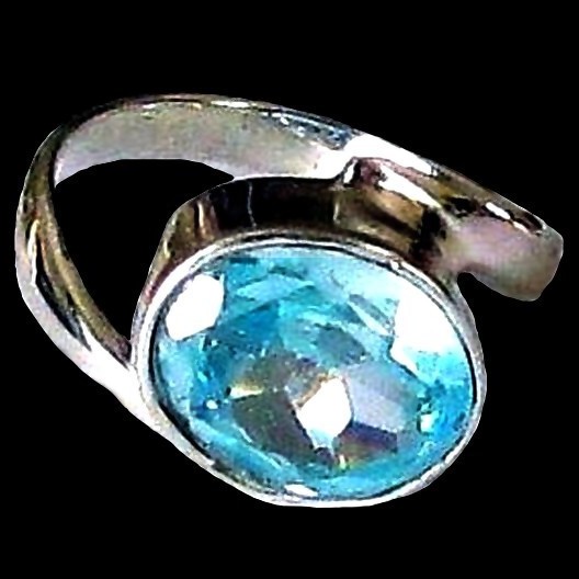 Bague indienne argent et Topaze - Bijoux indiens