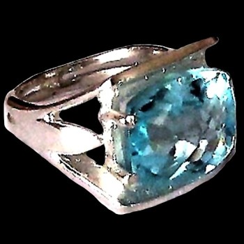 Bague indienne argent et Topaze - Bijoux indiens