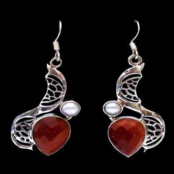 Bijoux indiens - Boucles d'Oreilles indiennes pierre de sable