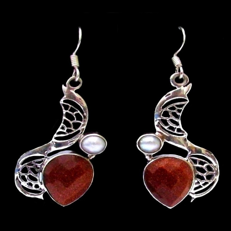 Bijoux indiens - Boucles d'Oreilles indiennes pierre de sable