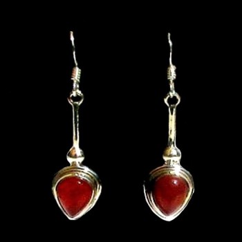 Bijoux indiens argent - Boucles d'Oreilles indiennes Cornaline