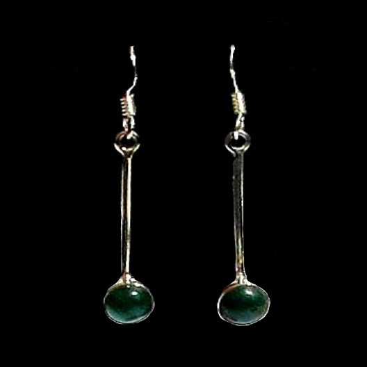 Bijoux indiens argent - Boucles d'Oreilles indiennes Malachite