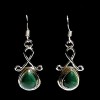 Bijoux indiens argent - Boucles d'Oreilles indiennes Malachite