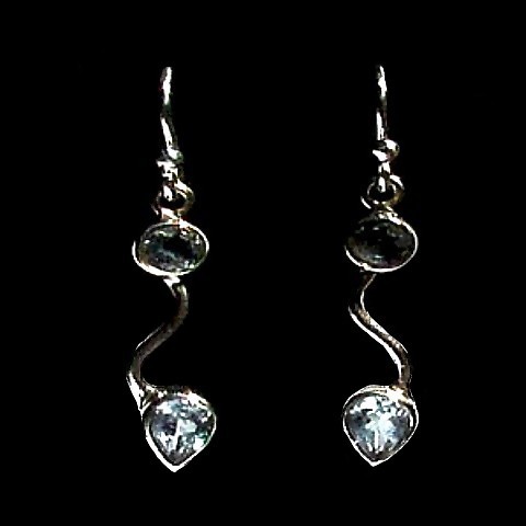 Boucles d'Oreilles indiennes argent Topaze - Bijoux indiens