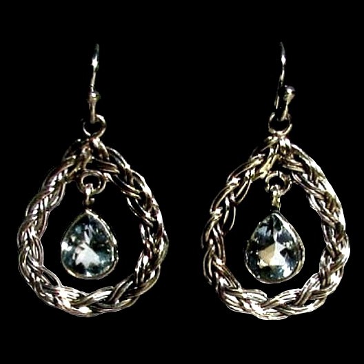 Boucles d'Oreilles indiennes argent Topaze - Bijoux indiens