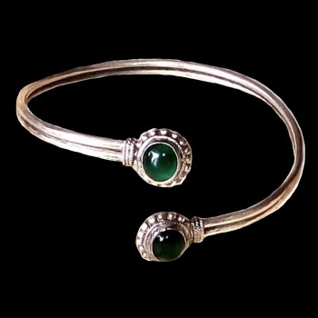 Bijoux indiens argent - Bracelet indien onyx verte