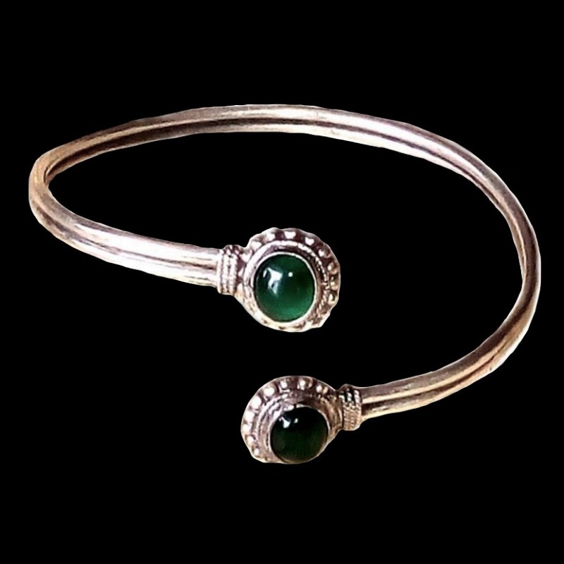 Bijoux indiens argent - Bracelet indien onyx verte