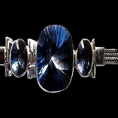 Bijoux indiens argent - Bracelet indien quartz ( tanzanite)