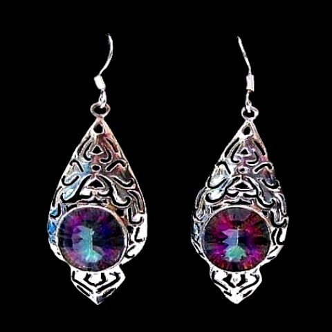 Bijoux indiens - Boucles d'Oreilles indiennes Topaze mistik