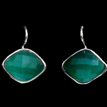 Bijoux indiens - Boucles d'Oreilles indiennes onyx verte