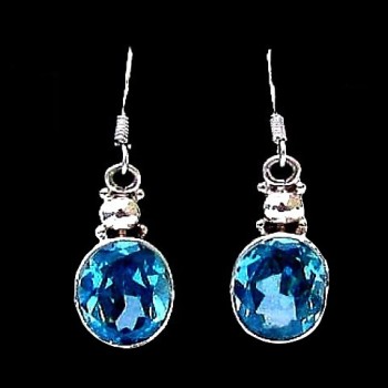 Boucles d'Oreilles indiennes argent Topaze - Bijoux indiens