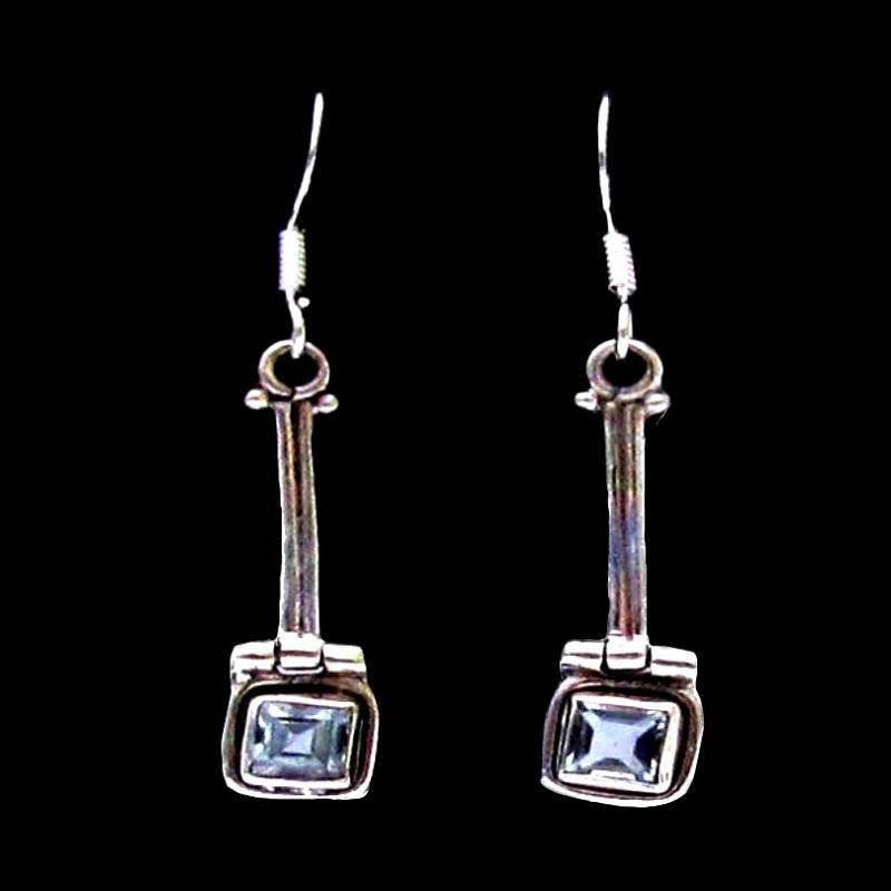 Boucles d'Oreilles indiennes argent Topaze - Bijoux indiens