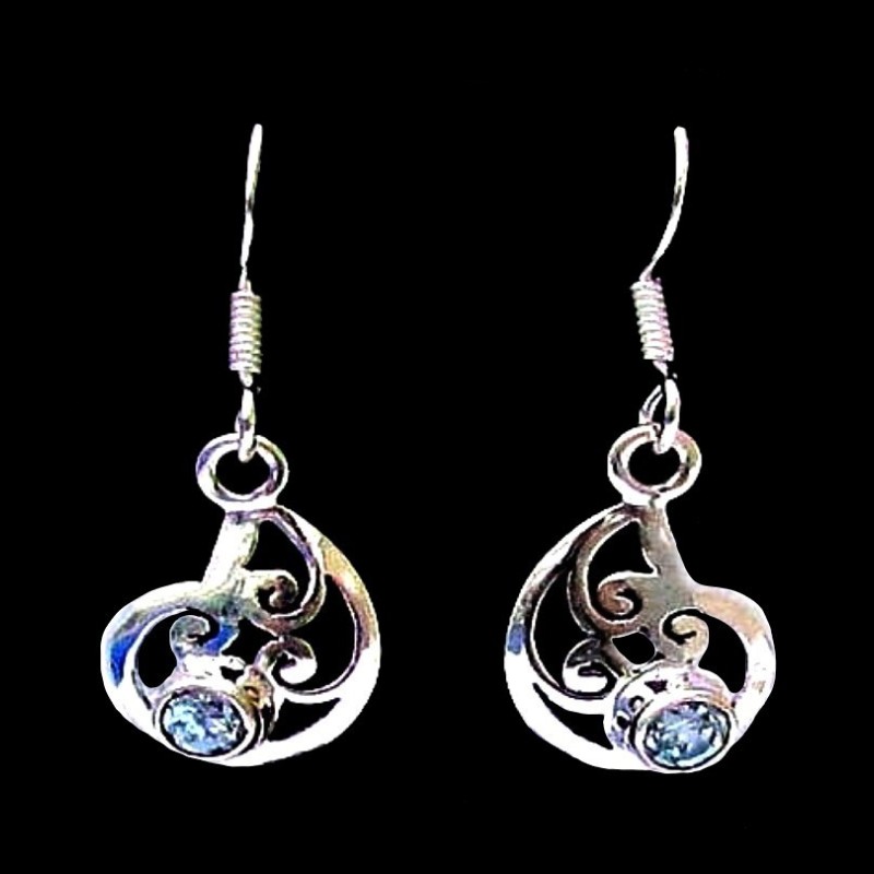 Boucles d'Oreilles indiennes argent Topaze - Bijoux indiens