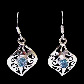 Boucles d'Oreilles indiennes argent Topaze - Bijoux indiens