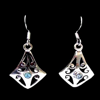 Boucles d'Oreilles indiennes argent Topaze - Bijoux indiens