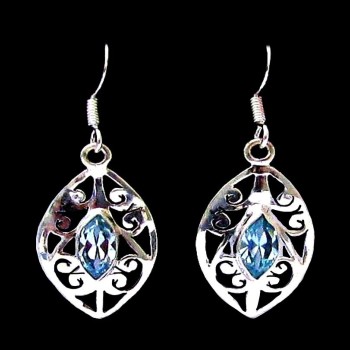 Boucles d'Oreilles indiennes argent Topaze - Bijoux indiens