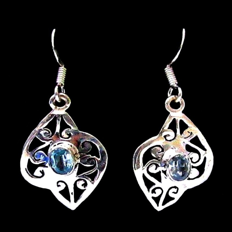 Boucles d'Oreilles indiennes argent Topaze - Bijoux indiens