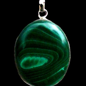 Bijoux indiens argent - Pendentif indien Malachite