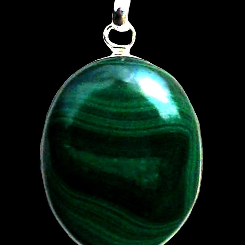 Bijoux indiens argent - Pendentif indien Malachite
