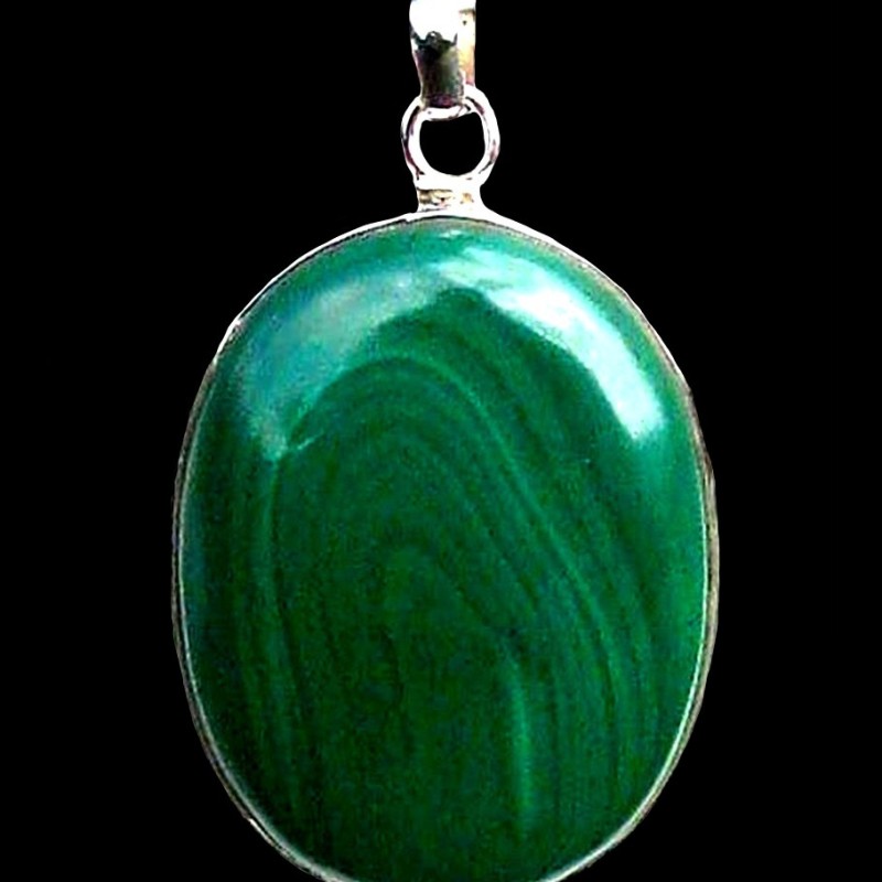 Bijoux indiens argent - Pendentif indien Malachite