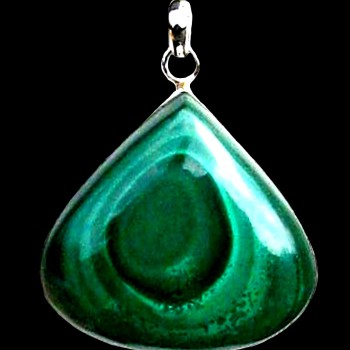 Bijoux indiens argent - Pendentif indien Malachite