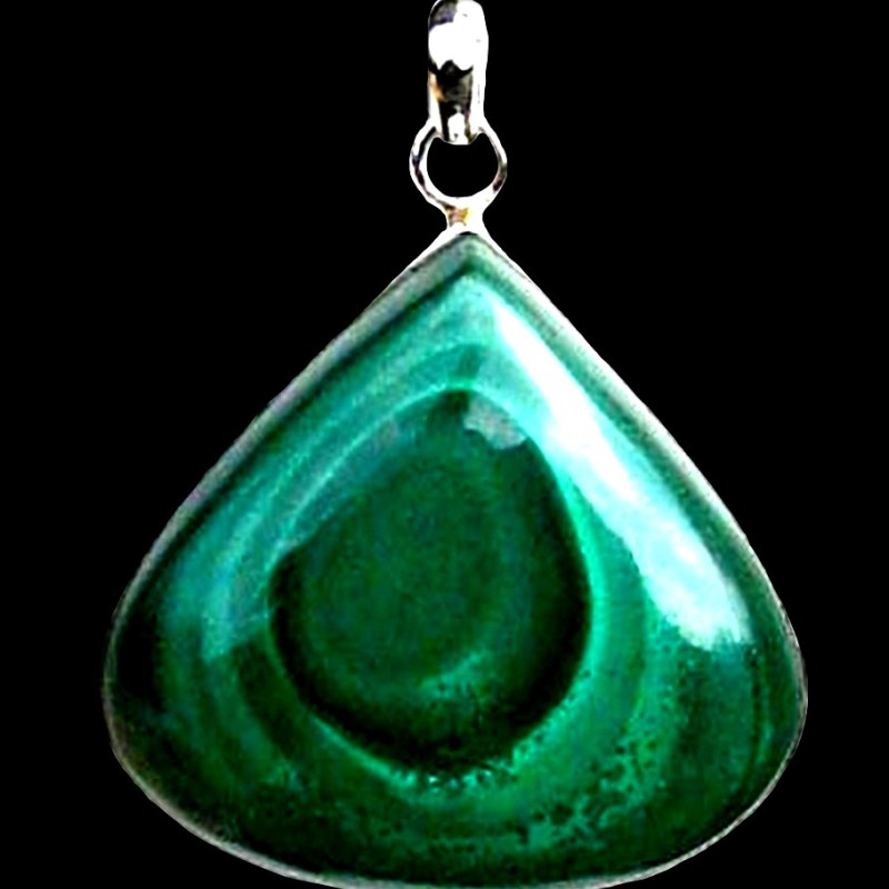 Bijoux indiens argent - Pendentif indien Malachite