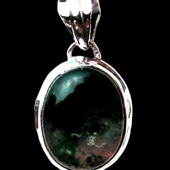 Bijoux indiens argent - Pendentif indien Agate Mousse