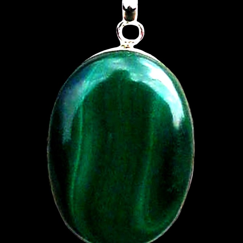 Bijoux indiens argent - Pendentif indien Malachite