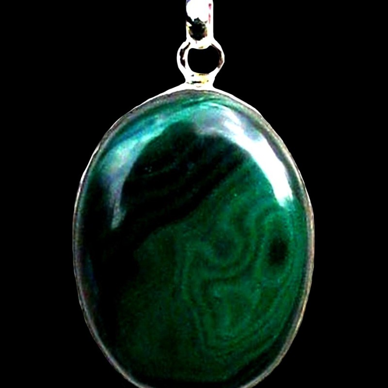 Bijoux indiens argent - Pendentif indien Malachite