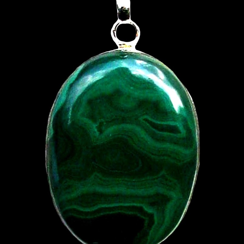 Bijoux indiens argent - Pendentif indien Malachite