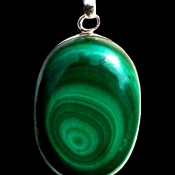 Bijoux indiens argent - Pendentif indien Malachite