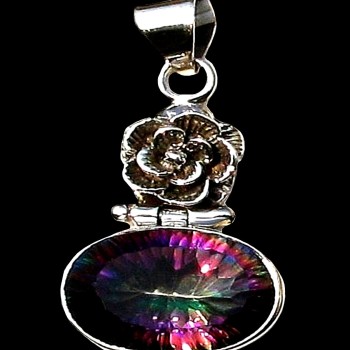 Bijoux indiens argent - Pendentif indien Mystic Topaz