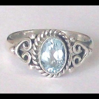 Bague indienne argent et Topaze - Bijoux indiens