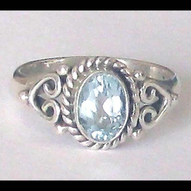 Bague indienne argent et Topaze - Bijoux indiens