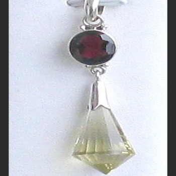 Bijoux indiens - Pendentif indien Grenat et Citrine