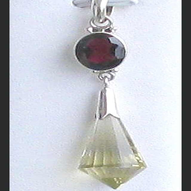 Bijoux indiens - Pendentif indien Grenat et Citrine