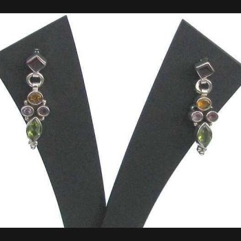 Boucles d'Oreilles indiennes Améthyste,Grenat,Citrine,Péridot