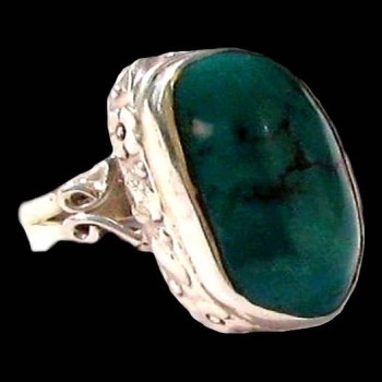 Turquoise - Bague indienne argent Turquoise - Bijoux Inde